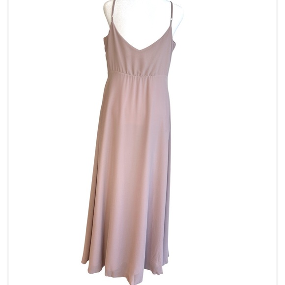 Show Me Your MuMu Soft Beige Faith ChiffonMaxi Spaghetti Strap Dress Size L - Picture 6 of 11